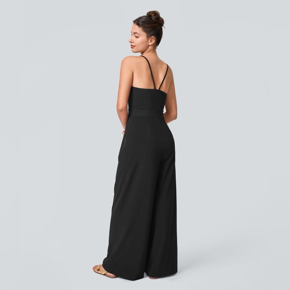 NEW HALARA Breezeful™ Wide Leg Resort Slip Black Women's Jumpsuit Sz XS - Picture 2 of 14